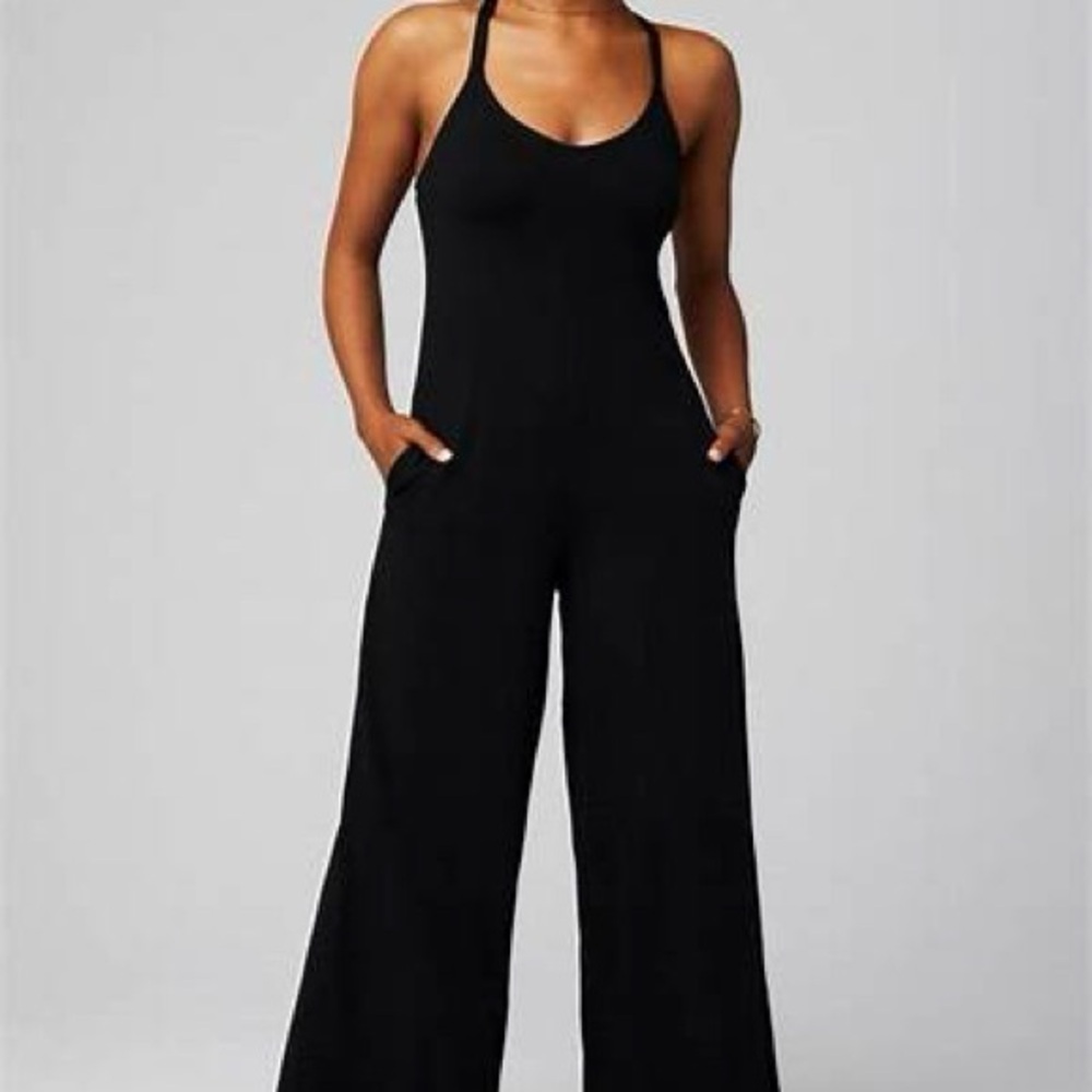 Fabletics Cloud Jersey Wide Leg Black Women's Jum… - image 2